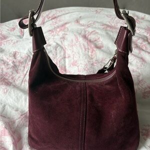 Vintage Coach Chelsea Hobo in Bordeaux Suede Shoulder Bag